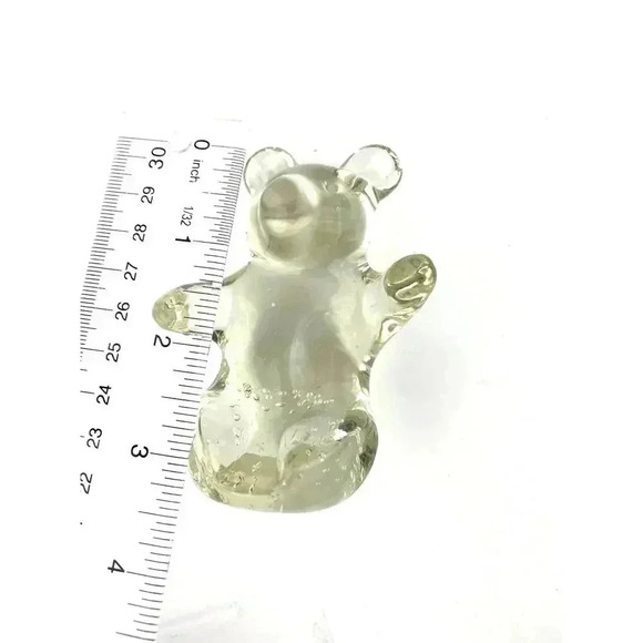 VTG Clear Crystal Glass Bear Controlled Bubbles Paperweight 8.4 Oz - Picture 4 of 13
